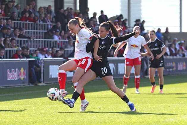 Google Pixel Women Bundesliga, RB Leipzig SC Freiburg 22 03 2026 Lou Ann Joly 6, RB Leipzig vs Leela Egli 20, SC Freiburg Soccer, Google Pixel Women Bundesliga, Season 2025 2026, 21 Matchday RB Leipzig vs SC Freiburg on 22 03 2026, Training Center Cottaweg, Leipzig DFB REGULATIONS PROHIBIT ANY USE OF PHOTOGRAPHS AS IMAGE SEQUENCES AND OR QUASI VIDEO Copyright: xBEAUTIFULxSPORTS JanxKaeferx