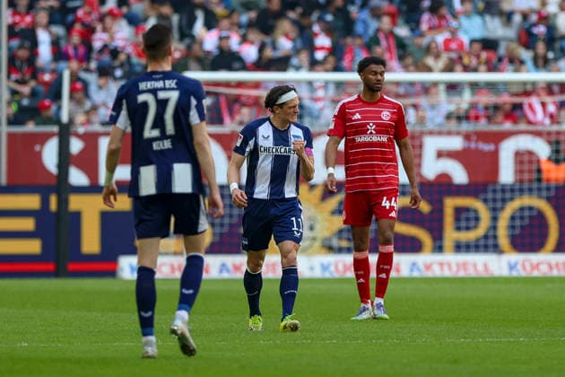 22 03 2026, GER, Soccer, Men, 2 BL, Season 2025 2026, Fortuna Düsseldorf Hertha BSC Berlin Fabian Reese Hertha goal celebration, cheers after his goal for 1 1 Düsseldorf Merkur Spiel Arena Nordrhein Westfalen Germany Copyright: xAdrianxSchlüterx