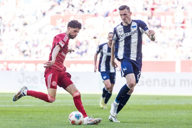 2 Soccer Bundesliga Fortuna Düsseldorf 1895 Hertha BSC Berlin 22 03 2026 Anouar El Azzouzi Fortuna Düsseldorf, 8 on the ball 2 Soccer Bundesliga, Fortuna Düsseldorf 1895 Hertha BSC Berlin, Düsseldorf, Merkur Spiel Arena on 22 03 2026 DFL REGULATIONS PROHIBIT ANY USE OF PHOTOGRAPHS AS IMAGE SEQUENCES AND OR QUASI VIDEO Copyright: xBEAUTIFULxSPORTS Wunderlx