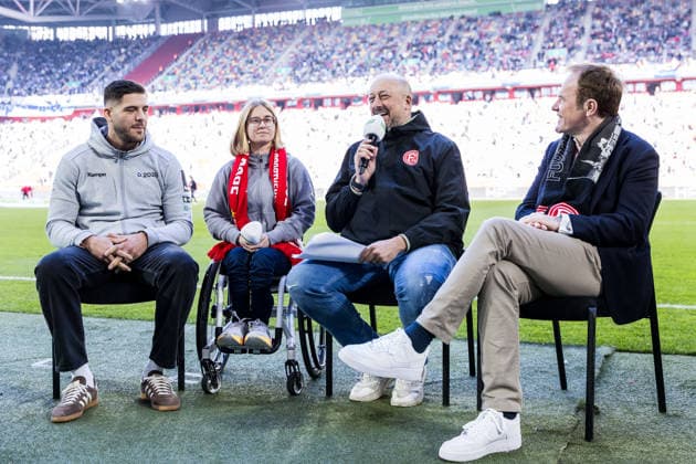 2 Soccer Bundesliga Fortuna Düsseldorf 1895 Hertha BSC Berlin 22 03 2026 Johannes Frey Judoka, Germany , Sandra Mikolaschek Para Table Tennis, Germany and Dr. Stephan Keller Lord Mayor of Düsseldorf in conversation with Andre Scheidt stadium spokesman Fortuna Düsseldorf OlympiJA, Bid Olympia 2036, 2040, 2044, Referendum 2 Soccer Bundesliga, Fortuna Düsseldorf 1895 Hertha BSC Berlin, Düsseldorf, Merkur Spiel Arena on 22 03 2026 DFL REGULATIONS PROHIBIT ANY USE OF PHOTOGRAPHS AS IMAGE SEQUENCES AND OR QUASI VIDEO Copyright: xBEAUTIFULxSPORTS Wunderlx