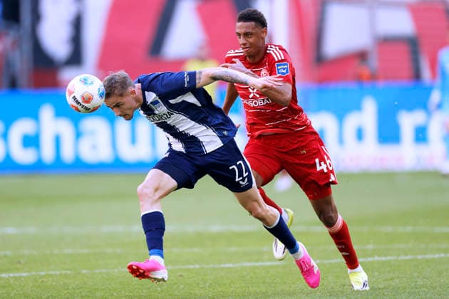 WINKLER Marten Team Hertha BSC with SUSO 2 Soccer Bundesliga Season 2025 2026 Match Fortuna Duesseldorf Hertha BSC 2 5 on 22 03 2026 in Duesseldorf DFL REGULATIONS PROHIBIT ANY USE OF PHOTOGRAPHS as IMAGE SEQUENCES and or QUASI VIDEO Copyright: xLacixPerenyix