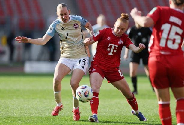 Papai Emöke - Vogt Laura , 1.FC Nürnberg-1.FC Köln Frauen , Frauen Bundesliga , Fußball , in den Max Morlock Stadion, in Nürnberg , Bayern , Deutschland. März 22 , 2026 . Photo by: Davide Elias IPA Photo Pressefoto DENL Copyright: xDavidexEliasx