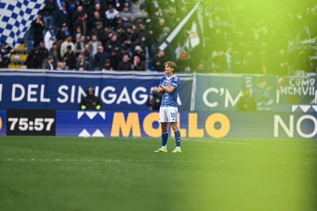 Como 1907 v Pisa SC - Serie A Nico Paz of Calcio Como celebrates after scoring a goal during the Italian Serie A football match between Calcio Como and Pisa Sporting Club at the Giuseppe Senigallia stadium in Como, Italy, on March 22, 2026. Como Italy  Copyright: xTizianoxBallabiox originalFilename:ballabio-calcioco260322_nppiJ.jpg