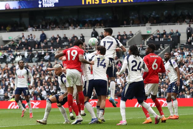 22nd March 2026; Tottenham Hotspur Stadium, London, England; Premier League Football, Tottenham Hotspur versus Nottingham Forest; Igor Jesus of Nottingham Forest scores with a header in the 45th+1 minute for 0-1  KatiexChan Content restricted for UK based newspaper