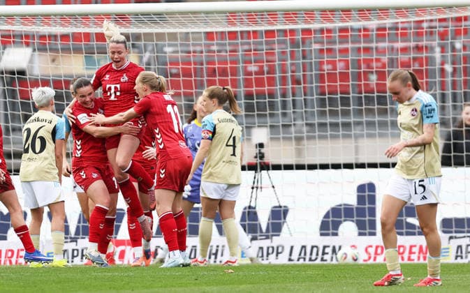 Jessen Sandra Maria Torjubel 0-2 , 1.FC Nürnberg-1.FC Köln Frauen , Frauen Bundesliga , Fußball , in den Max Morlock Stadion, in Nürnberg , Bayern , Deutschland. März 22 , 2026 . Photo by: Davide Elias IPA Photo Pressefoto DENL Copyright: xDavidexEliasx
