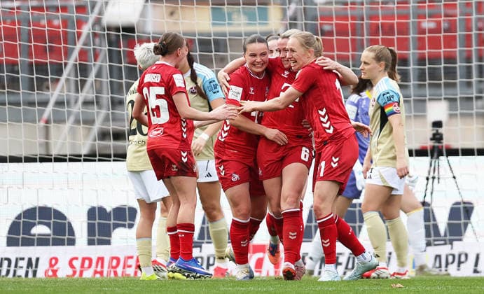 Jessen Sandra Maria Torjubel 0-2 , 1.FC Nürnberg-1.FC Köln Frauen , Frauen Bundesliga , Fußball , in den Max Morlock Stadion, in Nürnberg , Bayern , Deutschland. März 22 , 2026 . Photo by: Davide Elias IPA Photo Pressefoto DENL Copyright: xDavidexEliasx