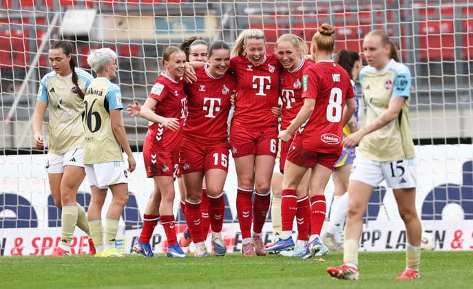 Jessen Sandra Maria Torjubel 0-2 , 1.FC Nürnberg-1.FC Köln Frauen , Frauen Bundesliga , Fußball , in den Max Morlock Stadion, in Nürnberg , Bayern , Deutschland. März 22 , 2026 . Photo by: Davide Elias IPA Photo Pressefoto DENL Copyright: xDavidexEliasx