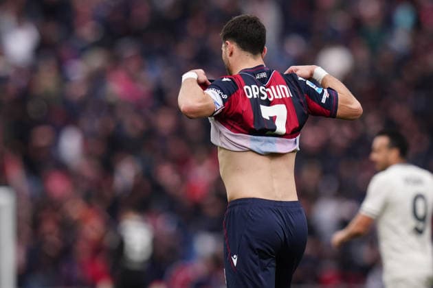 Bologna s Riccardo Orsolini reacts during the Serie A soccer match between Bologna and Lazio at the Renato DallÕAra Stadium in Bologna, north Italy - Sunday, March 22, 2026 -  Copyright: xMassimoxPaolone LaPressex