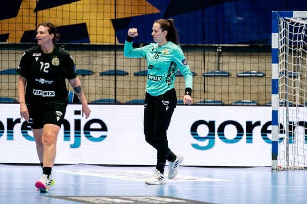 Hamm, 22 03 2026, Handball, Women, EHF Champions League, Play offs, 2025 2026 BVB Borussia Dortmund FTC Rail Cargo Hungaria Blanka Böde Biro FTC Rail Cargo Hungaria, 16 cheers for a parade Hamm Westpress Arena NRW Germany