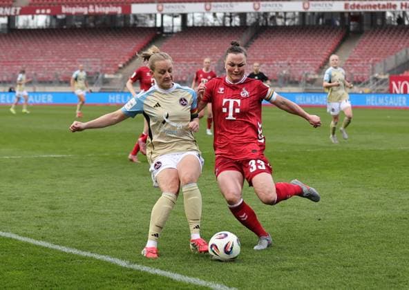 22 03 2026 Soccer Season 2025 2026 1 Women Soccer Bundesliga 21 Matchday 1 FC Nürnberg FCN Club 1 FC Köln Sportfoto Zink DaMa xdaxmax Luisa Guttenberger 4, 1 FC Nürnberg FCN Marina Hegering 33, 1 FC Köln