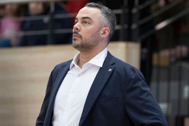 Toyota DBBL 2025 2026 Syntainics MBC vs TK Hannover Luchse Halle Saale, Germany 22 March 2026 In the picture coach Timur Topal Halle Halle Saale swh Arena Sachsen Anhalt Germany