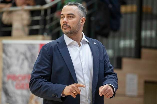 Toyota DBBL 2025 2026 Syntainics MBC vs TK Hannover Luchse Halle Saale, Germany 22 March 2026 In the picture coach Timur Topal Halle Halle Saale swh Arena Sachsen Anhalt Germany