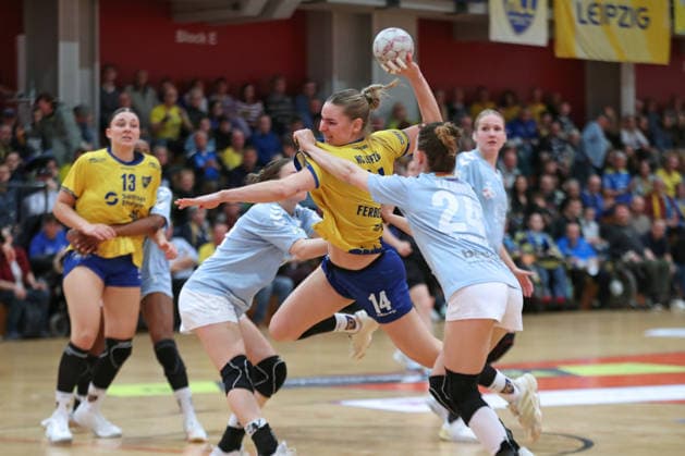 Handball, 2 Alsco HBF HC Leipzig Bayer 04 Leverkusen 22 03 2026 Hanna Ferber Rahnhöfer 14, HC Leipzig prevails 2 Alsco Handball Bundesliga Women, HBF, Season 2025 2026, 21 Matchday HC Leipzig vs TSV Bayer 04 Leverkusen on 22 03 2026 at Sporthalle Brüderstraße Leipzig Copyright: xBEAUTIFULxSPORTS JanxKaeferx