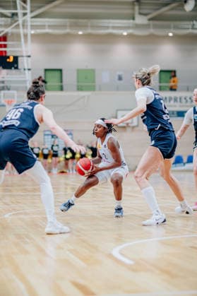 BB 1BL Women Syntainics MBC Lions TK Hannover Luchse Lashae Dwyer TK Hannover Luchse during the 2025 2026 season in the DBBL Toyota Bundesliga Syntainics MBC Lions and TK Hannover Luchse at the SWH Arena on March 22, 2026 in Halle Saale, Sachsen Anhalt, Germany