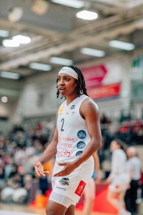 BB 1BL Women Syntainics MBC Lions TK Hannover Luchse Lashae Dwyer TK Hannover Luchse during the 2025 2026 season in the DBBL Toyota Bundesliga Syntainics MBC Lions and TK Hannover Luchse at the SWH Arena on March 22, 2026 in Halle Saale, Sachsen Anhalt, Germany