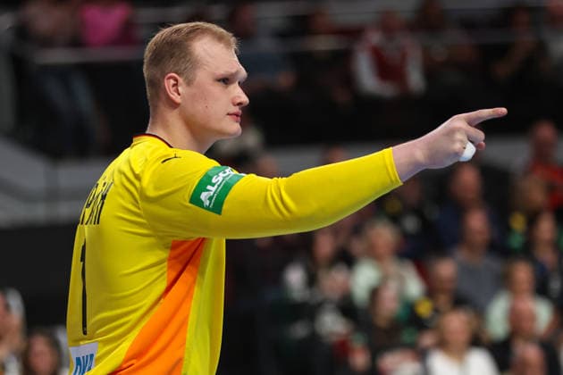 22 03 2026, Handball, International match men, Germany Egypt, ÖVB Arena Bremen David Späth Germany 01 cheers and gesticulates xKamilxWilkowskixPress photoKochx Bremen Germany