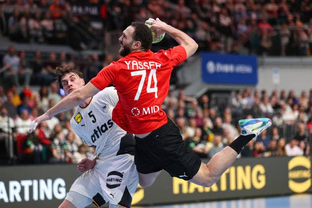 22 03 2026, Handball, International match men, Germany Egypt, ÖVB Arena Bremen Yasser Seif Egypt 74 throwing on goal xKamilxWilkowskixPressPhotoKochx Bremen Germany