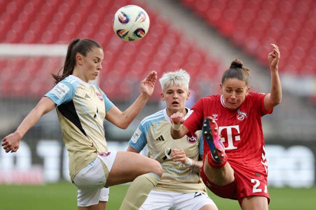 Homann Sanja - Polaskova Aneta - Feiersinger Laura , 1.FC Nürnberg-1.FC Köln Frauen , Frauen Bundesliga , Fußball , in den Max Morlock Stadion, in Nürnberg , Bayern , Deutschland. März 22 , 2026 . Photo by: Davide Elias IPA Photo Pressefoto DENL Copyright: xDavidexEliasx