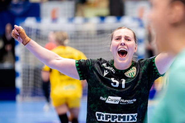 Hamm, 22 03 2026, Handball, Women, EHF Champions League, Play offs, 2025 2026 BVB Borussia Dortmund FTC Rail Cargo Hungaria Vilde Ingstad FTC Rail Cargo Hungaria, 51 cheers after a goal Hamm Westpress Arena NRW Germany