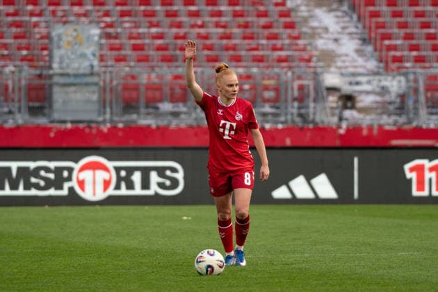 NUREMBERG, GERMANY - MARCH 22: Laura Vogt (8 1. FC Köln) during the Google Pixel Frauen-Bundesliga between 1. FC Nürnberg and 1. FC Köln at Max-Morlock-Stadion on March 22, 2026 in Nuremberg, Germany. (Photo by Qianru Zhang Press Photo) Copyright: xQianruxZhang SPPx Sportspressphoto_SPR116441