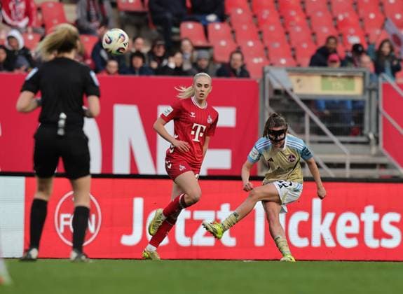 22 03 2026 Soccer Season 2025 2026 1 Women Soccer Bundesliga 21 Matchday 1 FC Nürnberg FCN Club 1 FC Köln Sportfoto Zink DaMa xdaxmax Carolin Elsen 20, 1 FC Köln Julia Pollak 22, 1 FC Nürnberg FCN