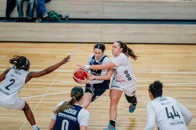 BB 1BL Women Syntainics MBC Lions TK Hannover Luchse Katelyn Shumate GISA Lions MBC during the 2025 2026 season in the DBBL Toyota Bundesliga Syntainics MBC Lions and TK Hannover Luchse at the SWH Arena on March 22, 2026 in Halle Saale, Sachsen Anhalt, Germany
