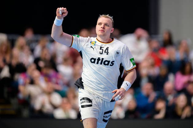Bremen Handball International Germany Egypt Justus Fischer Germany Cheers Joy Emotion Bremen ÖVB Arena Germany