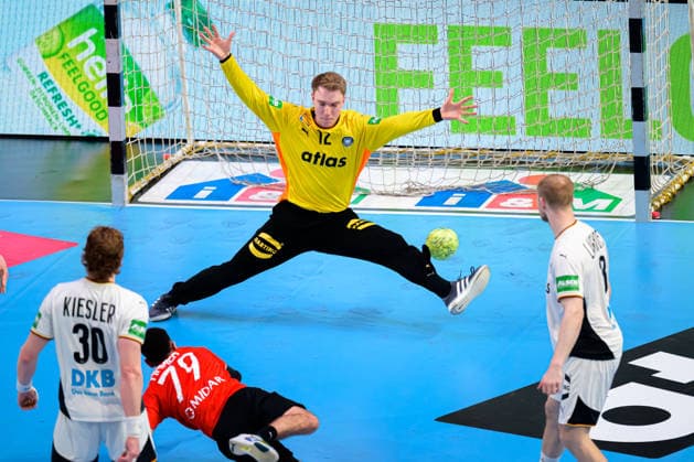 Bremen Handball International Germany Egypt Goalkeeper Lasse Ludwig Germany ,m Ahmed Nafea Egypt Bremen ÖVB Arena Germany