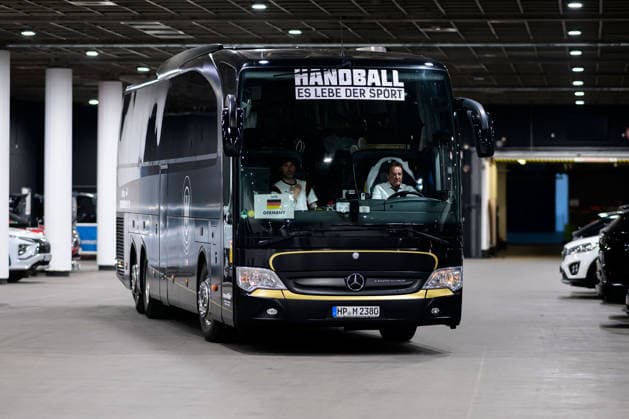 Bremen Handball International match Germany Egypt Team bus Bremen ÖVB Arena Germany