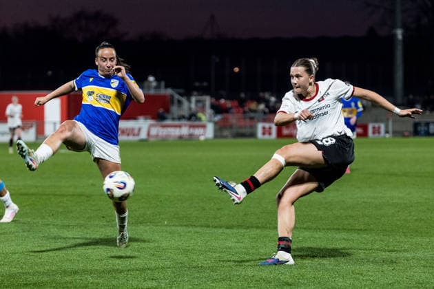 GOOGLE PIXEL Womens Bundesliga, Bayer 04 Leverkusen FC Carl Zeiss Jena 22 03 2026 Julia Mickenhagen Bayer 04 Leverkusen, 18 shoots GOOGLE PIXEL Womens Bundesliga, Bayer 04 Leverkusen FC Carl Zeiss Jena, Leverkusen, Ulrich Haberland Stadium on 22 03 2026 DFB REGULATIONS PROHIBIT ANY USE OF PHOTOGRAPHS AS IMAGE SEQUENCES AND OR QUASI VIDEO Copyright: xBEAUTIFULxSPORTS Wunderlx