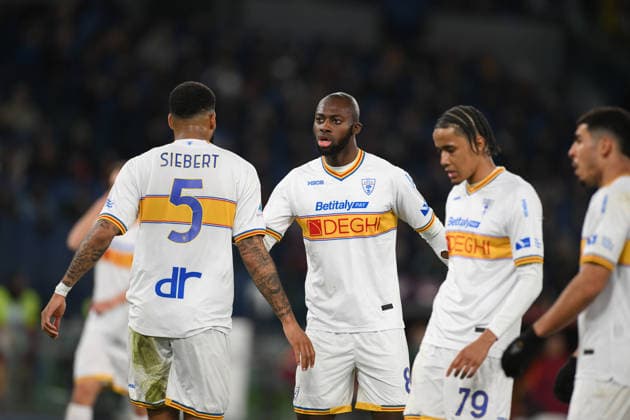 22nd March 2026, Stadio Olimpico, Rome, Italy; Serie A Football; Roma versus Lecce; Lecce players show their disappointment at the defeat  AllShotLive Content restricted for UK based newspaper