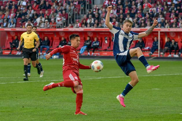 v li in duel Shinta Appelkamp Duesseldorf 23 Marten Winkler BSC 22 22 03 2026 ¢ Soccer ¢ Fortuna Duesseldorf vs Hertha BSC, Merkur Spiel Arena, Duesseldorf, DFB DFL REGULATIONS PROHIBIT ANY USE OF PHOTOGRAPHS AS IMAGE SEQUENCES AND OR QUASI VIDE Copyright: xpepphotox xSaschaxWeizx pep00321, pep_20260322_hm_317092