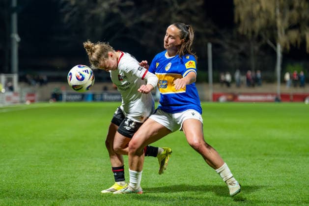 Kristin Koegel Bayer 04 Leverkusen, 11 in duel with Nelly Juckel FC Carl Zeiss Jena, 31 Bayer 04 Leverkusen vs FC Carl Zeiss Jena, Football, Google Pixel Womens Bundesliga, Matchday 21, Season 2025 26, 22 03 2026, Bayer 04 Leverkusen vs FC Carl Zeiss Jena, Football, Google Pixel Womens Bundesliga, Matchday 21, Season 2025 26, 22 03 2026 Leverkusen Copyright: xEibner-Pressefoto LukasxBaldygax EP_LBA