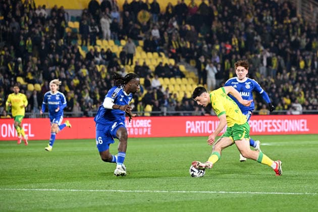 FC Nantes v RC Strasbourg Alsace - Ligue 1 McDonald s 2025 2026 06 Ismael DOUKOURE (rcsa) - 10 Matthis ABLINE (fcn) during the Ligue 1 McDonald s match between Nantes and Strasbourg at Stade de la Beaujoire on March 22, 2026 in Nantes, France. Nantes France  Copyright: xFEPx 776348329