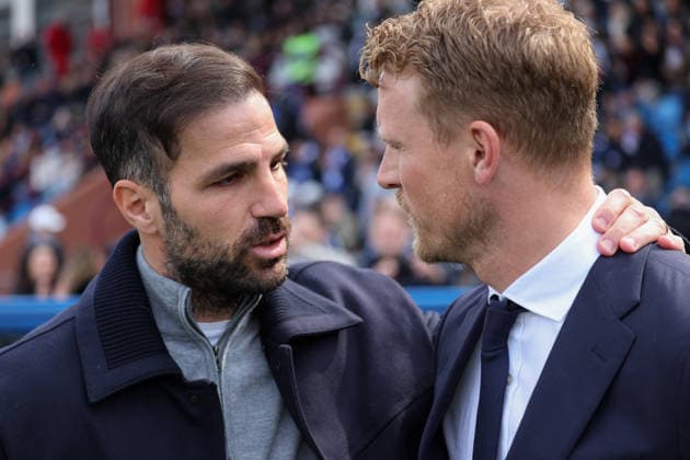Foto IPP Donato Marmo, Como, 22-03-2026 Calcio Campionato di Serie A 2025 2026, Como-Pisa Nella foto il capo allenatore del Como Cesc Fabregas e l allenatore del Pisa, Oscar Hiljemark. Italy Photo Press World Copyright. italy ITALY  Copyright: xR4924_italyphotopressx