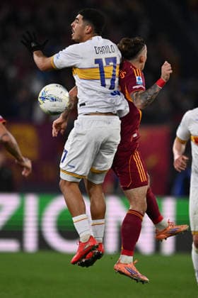 CALCIO - Serie A - AS Roma vs US Lecce Danilo Veiga of U.S. Lecce and Kostas Tsimikas of A.S. Roma are in action during the 30th day of the Serie A Championship between A.S. Roma and U.S. Lecce at the Olympic Stadium on March 22, 2026 in Rome, Italy. Roma Italy  Copyright: xIPAxSport ABACAx