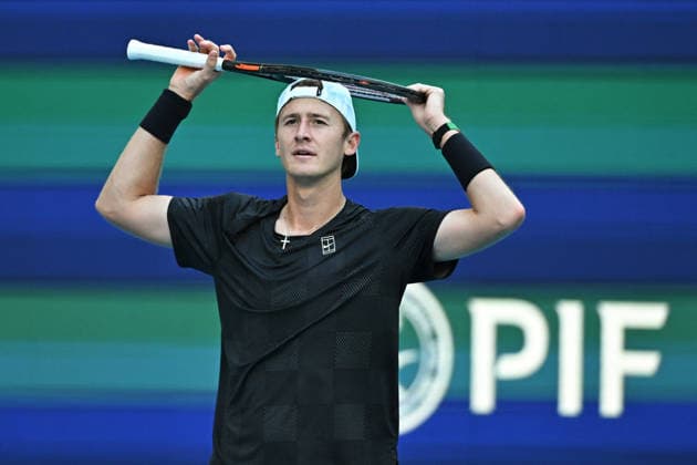 Itau Miami Open - Sebastian Korda Sebastian Korda (USA) during his third round match at the Itau Miami Open in Miami , USA, on March 22, 2026. Photo by Corinne Dubreuil ABACAPRESS.COM Miami United States  Copyright: xDubreuilxCorinne ABACAx