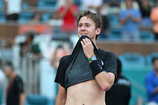 Itau Miami Open - Sebastian Korda Sebastian Korda (USA) during his third round match at the Itau Miami Open in Miami , USA, on March 22, 2026. Photo by Corinne Dubreuil ABACAPRESS.COM Miami United States  Copyright: xDubreuilxCorinne ABACAx