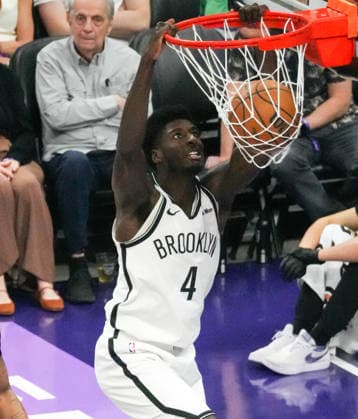 (260323) -- SACRAMENTO, March 23, 2026 -- Drake Powell of Brooklyn Nets dunks during the 2025-2026 NBA, Basketball Herren, USA regular season game between Sacramento Kings and Brooklyn Nets in Sacramento, the United States, March 22, 2026. (Photo by Xinhua) (SP)U.S.-SACRAMENTO-BASKETBALL-NBA-KINGS VS NETS SunxYuxuan 