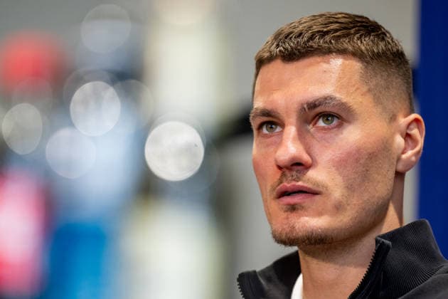 Forward Patrik Schick speaks at a press conference, PK, Pressekonferenz of the Czech national football team before the World Cup playoffs, in Prague, Czech Republic, on March 23, 2026. (CTKxPhoto OndrejxDeml) CTKPhotoP2026032304021  CTKPhotoP2026032304021
