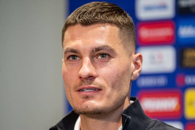 Forward Patrik Schick speaks at a press conference, PK, Pressekonferenz of the Czech national football team before the World Cup playoffs, in Prague, Czech Republic, on March 23, 2026. (CTKxPhoto OndrejxDeml) CTKPhotoP2026032304026  CTKPhotoP2026032304026