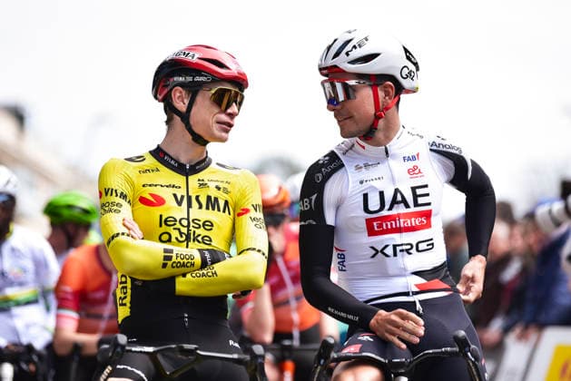 March 23, 2026, Sant Feliu De Guixols, Girona, Spain: Sant Feliu De Guixols. GC contenders Jonas Vingegaard and Joao Almeida on the starting line of stage 1 of the Volta Catalunya 2026 cycling race Sant Feliu De Guixols Spain - ZUMAm214 20260323_zip_m214_021 Copyright: xMatteoxSeccix
