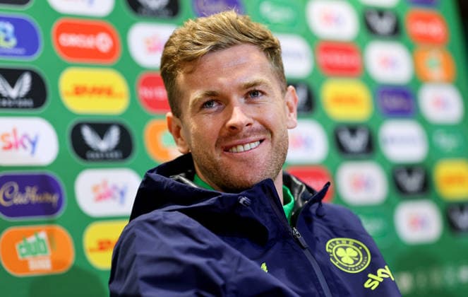Sport Bilder des Tages Republic of Ireland press conference, PK, Pressekonferenz FAI HQ, Dublin 23 3 2026 Nathan Collins Nathan Collins 23 3 2026  Copyright: x INPHO RyanxByrnex RB2_3797
