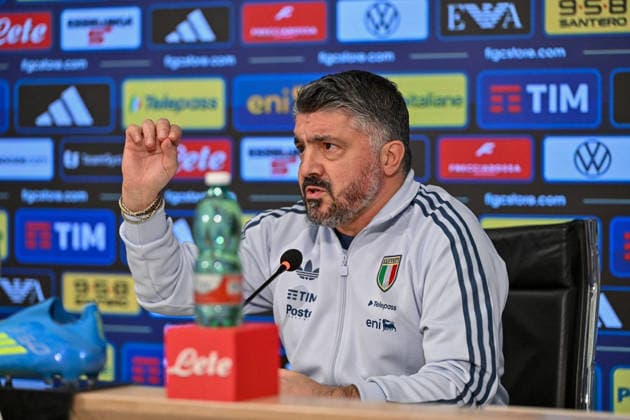 CALCIO - FIFA Mondiali - press conference, PK, Pressekonferenz of Italy s coach Gennaro Gattuso Head coach of Italy Gennaro Gattuso during Press conference of Italy s coach Gennaro Gattuso, FIFA World Cup, WM, Weltmeisterschaft, Fussball match in Florence, Italy, March 23 2026 Florence Italy  Copyright: xIPAxSport ABACAx