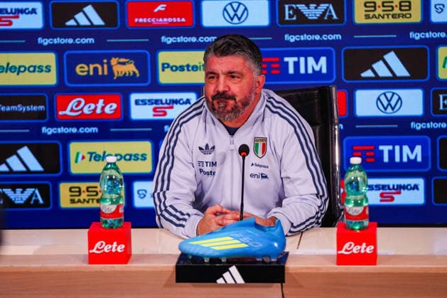 Gennaro Gattuso, the head coach of Italy team, during the press conference, PK, Pressekonferenz during Press conference of Italy s coach Gennaro Gattuso, FIFA World Cup, WM, Weltmeisterschaft, Fussball match in Florence, Italy, March 23 2026  Copyright: xSaraxEsposito IPAxSportx xipa-agency.netx xx IPA_73342513 IPA_Agency_IPA73342513