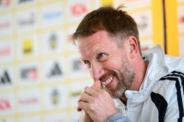 260323 Head coach Graham Potter of the Swedish national football team during a press conference on March 23, 2026 in Valencia Photo Joel Marklund BILDBYRAN kod JM JM0803 bbeng fotboll football soccer fotball vm kval fifa world cup qualifier presskonferens press conference sverige sweden sverige a  Copyright: JOELxMARKLUND BB260323JM009