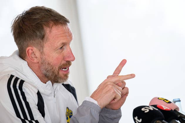 260323 Head coach Graham Potter of the Swedish national football team during a press conference on March 23, 2026 in Valencia Photo Joel Marklund BILDBYRAN kod JM JM0803 bbeng fotboll football soccer fotball vm kval fifa world cup qualifier presskonferens press conference sverige sweden sverige a  Copyright: JOELxMARKLUND BB260323JM011