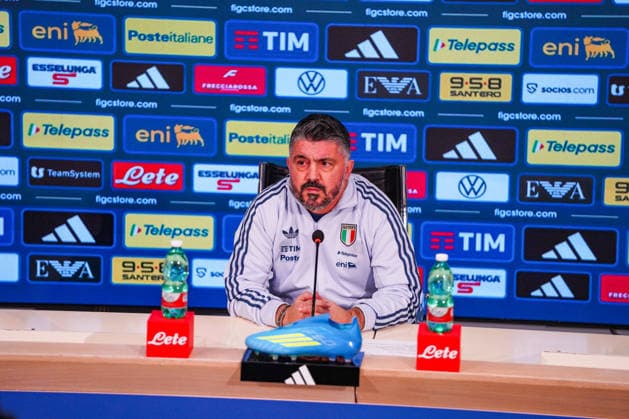 CALCIO - FIFA Mondiali - press conference, PK, Pressekonferenz of Italy s coach Gennaro Gattuso Gennaro Gattuso, the head coach of Italy team, during the press conference during Press conference of Italy s coach Gennaro Gattuso, FIFA World Cup, WM, Weltmeisterschaft, Fussball match in Florence, Italy, March 23 2026 Florence Italy  Copyright: xIPAxSport ABACAx