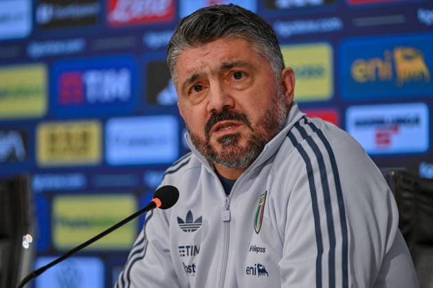 Head coach of Italy Gennaro Gattuso during press conference, PK, Pressekonferenz of Italy s coach Gennaro Gattuso, FIFA World Cup, WM, Weltmeisterschaft, Fussball match in Florence, Italy, March 23 2026  Copyright: xLisaxGuglielmi IPAxSportx xipa-agency.netx xx IPA_73342583 IPA_Agency_IPA73342583