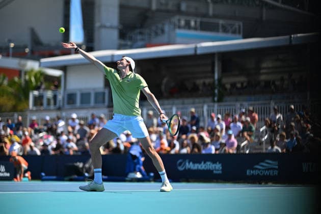 Itau Miami Tennis Open - Ugo Humbert Ugo Humbert (FRA) during his third round match at the Itau Miami Open in Miami , USA, on March 23, 2026. Photo by Corinne Dubreuil ABACAPRESS.COM Miami United States  Copyright: xDubreuilxCorinne ABACAx